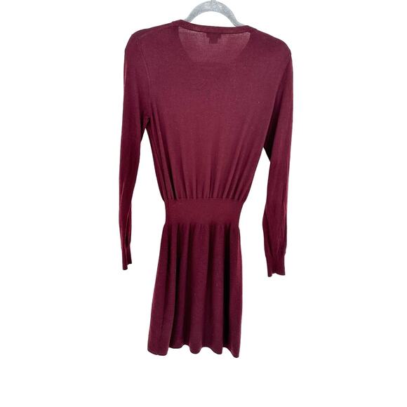 Theory Wool Sweater Dress Long Sleeve Knee Length Plum Purple Stretch Winter S - Picture 2 of 10
